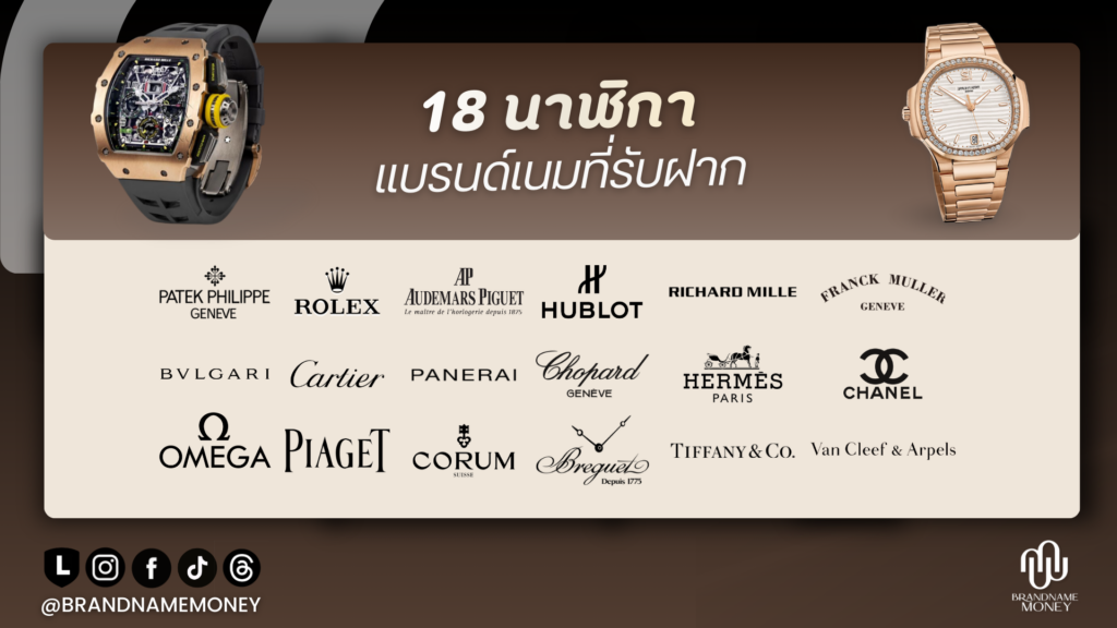 18 แบรนด์นาฬิกาที่ Brandname Money รับขายฝาก