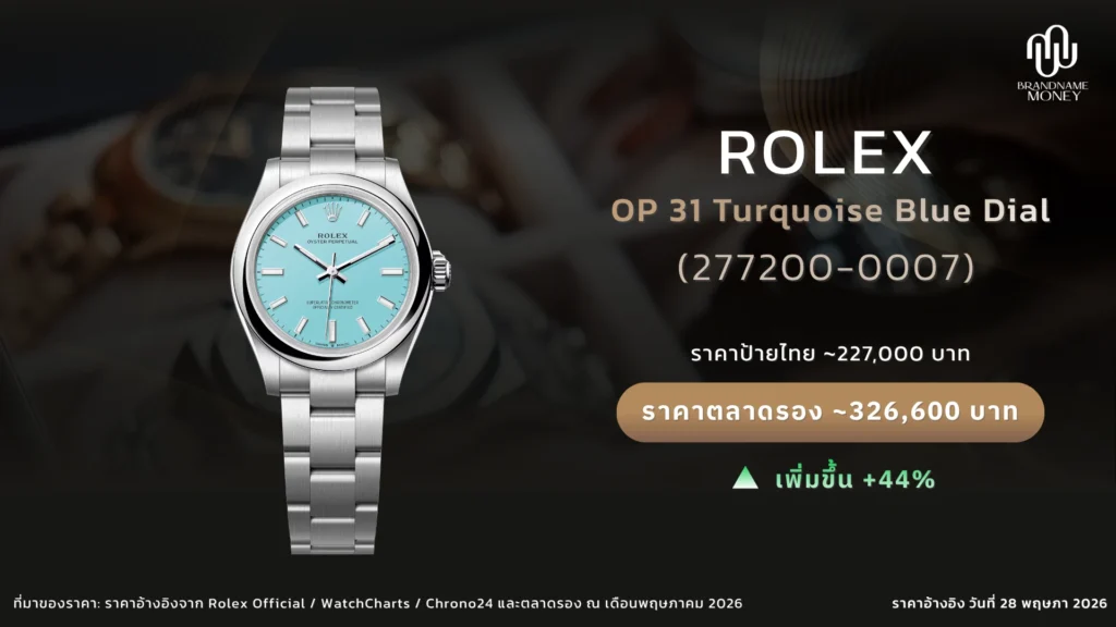 นาฬิกา Rolex ผู้หญิง Oyster Perpetual 31 Turquoise Blue Ref. 277200-0007