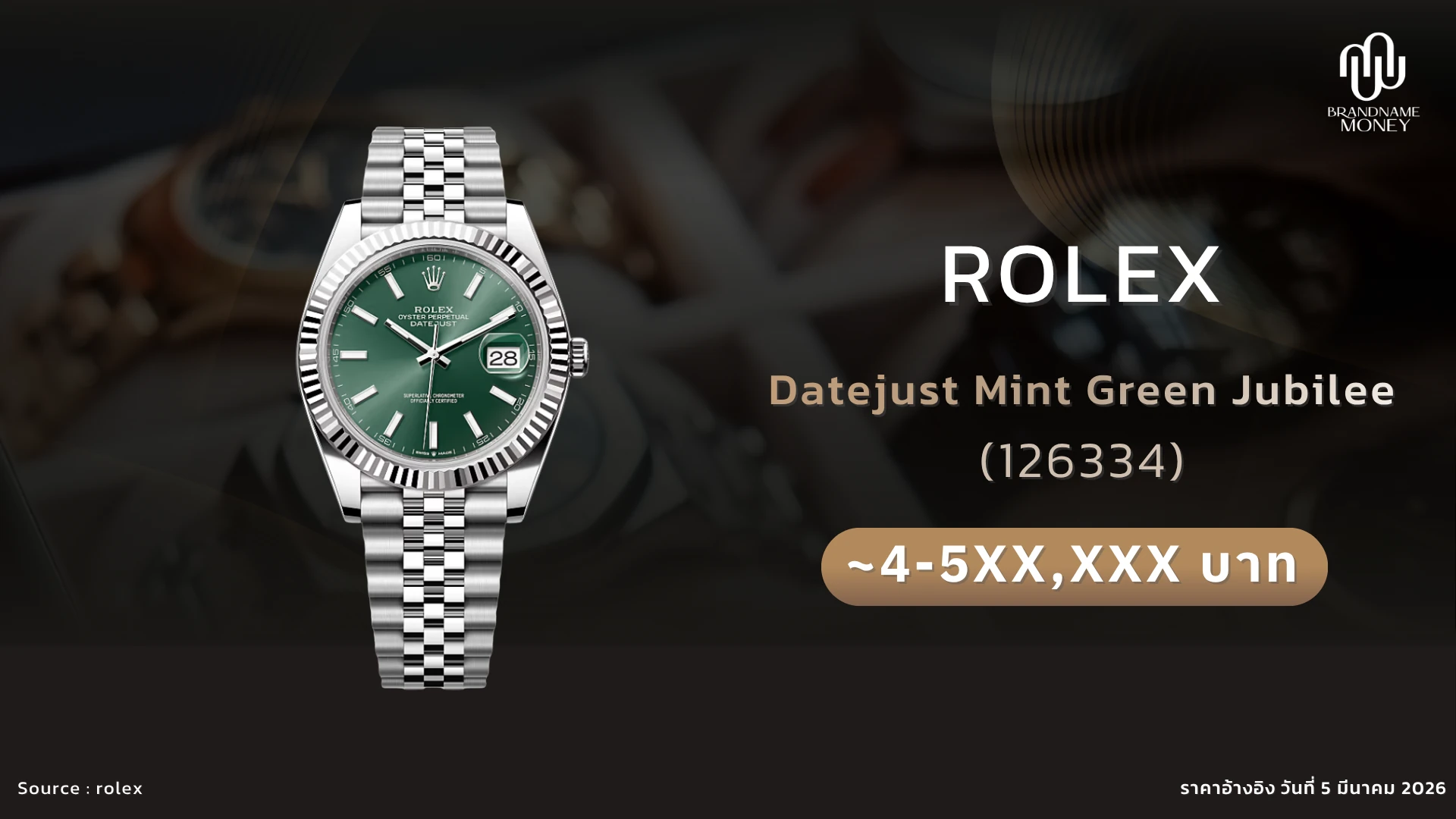 นาฬิกา Rolex Datejust 126334 Mint Green Jubilee