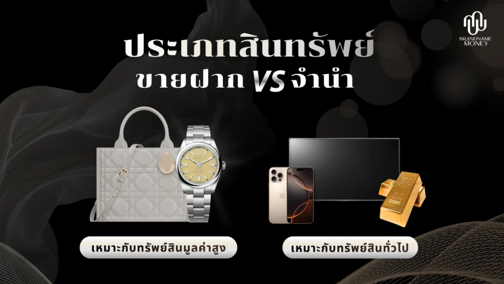 นอกจาก จำนำนาฬิกา กับ ขายฝากนาฬิกา ประเภทของทรัพย์สิน ระหว่างจำนำกับขายฝากก็มักแตกต่างกัน