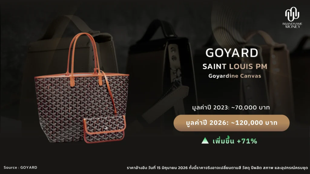 กระเป๋าแบรนด์ยอดฮิตน่าลงทุน 2026 ใบที่ 10. Goyard Saint Louis PM