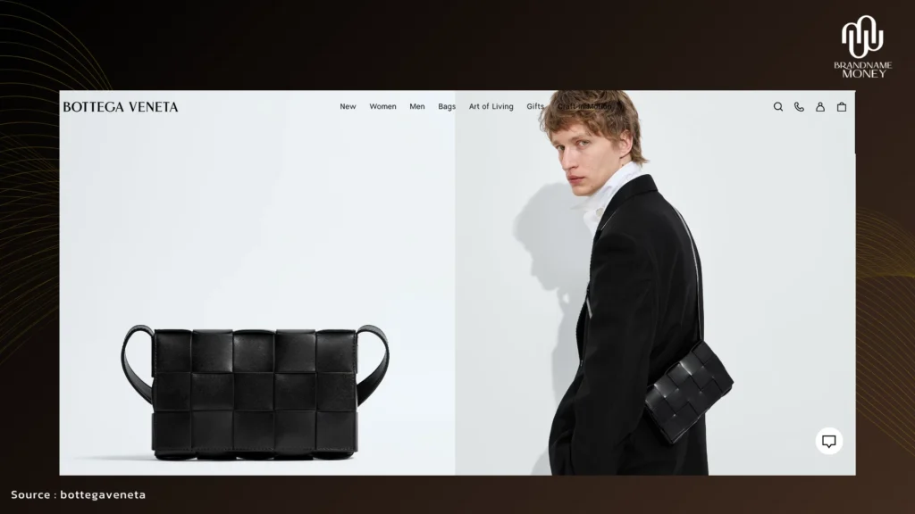 7. Bottega Veneta กระเป๋าแบรนด์เนม ผู้ชาย หนังพรีเมียมสำหรับผู้ชายสายเรียบหรู