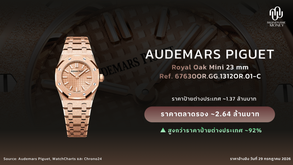 นาฬิกา Audemars Piguet ผู้หญิง Royal Oak Mini Frosted Gold Quartz Pink Gold Ref. 67630OR.GG.1312OR.01-Cng 34 mm Pink Gold Pink Dial Ref. 77450OR.OO.1361OR.01